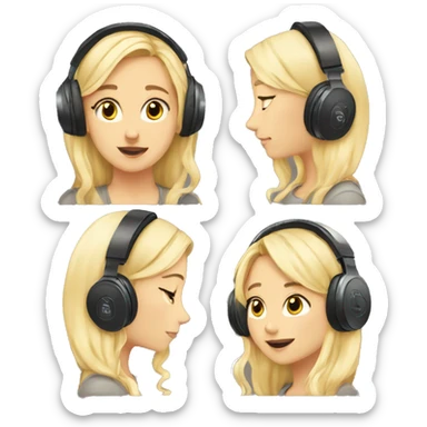 blond girl pose headphones an micro tumblr sticker