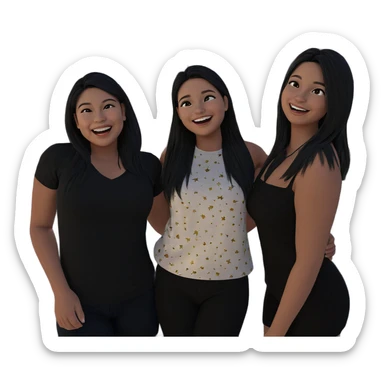 smiling girls under night sky sticker