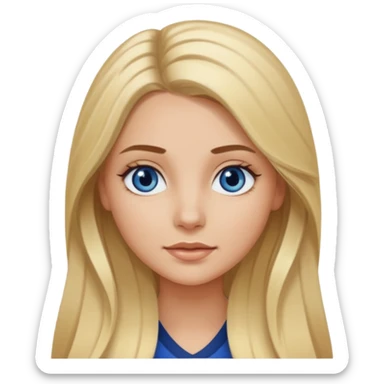 white long blonde hair girl with darker roots in her hair and dark blue eyes that's not really tan but not pale sticker