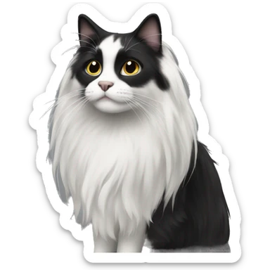 Black and white long haired cat sticker
