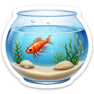 Fish Bowl Aquarium with a single Sea Monkey Atremia Shrimp in it sticker