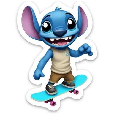 Stitch on skateboard sticker