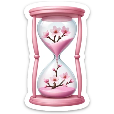 Pink pastel and white gradient Cherry Blossom hourglass sticker