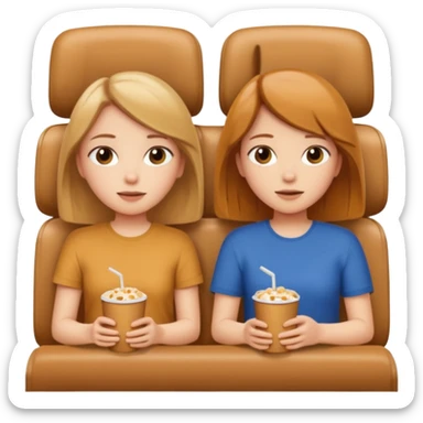 Two girls one caramel coloured hair but short shoulder length hair and one the same colour hair but longhair  they are watching a movie sticker