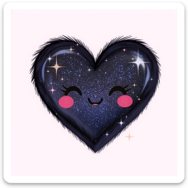 goth heart emoji, cute and shiny, with sparkles, no background sticker
