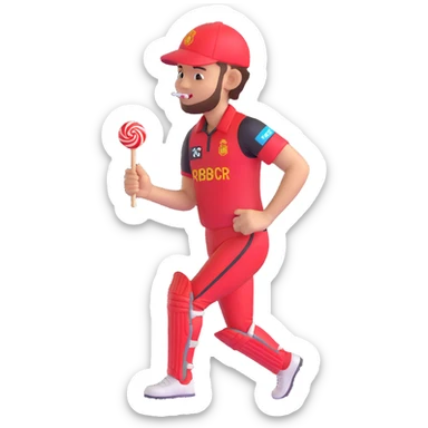 RCB cricket player eating a lollipop sticker