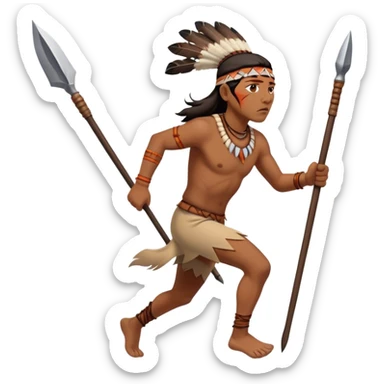 american Indian running with hunting spear sticker