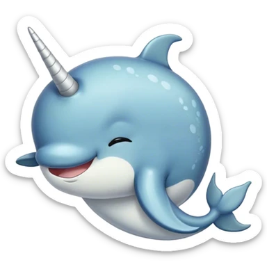 Meme-Worthy cute Sleeping Narwhal Portrait Emoji, Head resting peacefully with a contented smile, showcasing a luxuriously smooth form with a gentle tusk accent, eyes closed in a serene slumber, Simplified yet hilariously adorable features, highly detailed, glowing with a soft, drowsy glow, high shine, relaxed and utterly lovable, stylized with an air of playful laziness, bright and heartwarming, soft glowing outline, capturing the essence of a comically sleepy sea unicorn that feels destined to become the next viral sensation of adorable rest! sticker