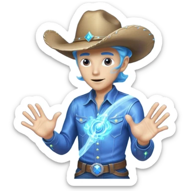 Portrait of an energy-based alien cowboy, translucent glowing body made of swirling light, holographic cowboy hat, sparks of energy floating around, dark background, cinematic lighting, ultra detailed sci-fi portrait
 sticker