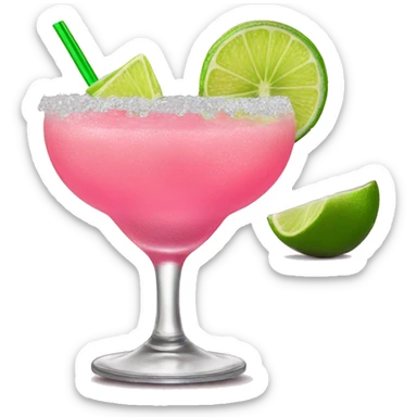 Pink margarita with one lime slice as garnish  sticker
