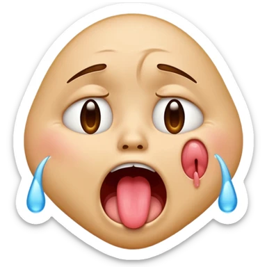 the crying emoji but realistic and it has its mouth open and you can see its tongue and its crying continually and you can see the stream sticker