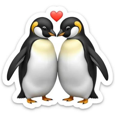 2 emperor penguins facing each other making a heart but no heart emoji sticker