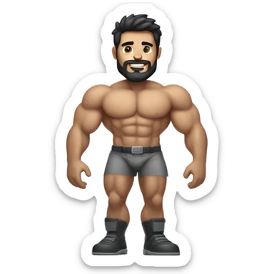 muscular man half robot with short, dark hair and a neatly trimmed beard sticker
