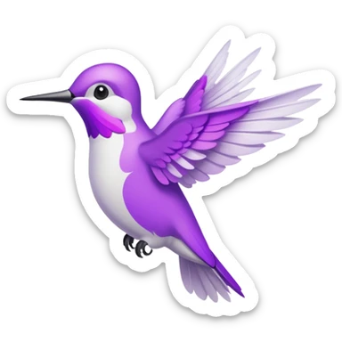 hummingbird white and purple sticker