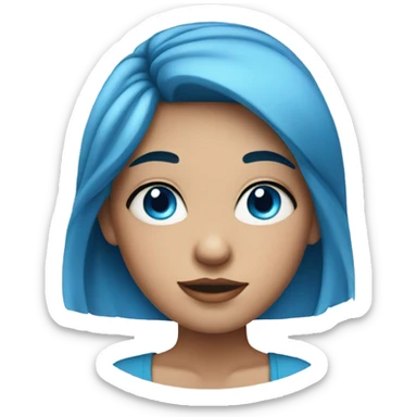 teenage girl with blue eyes and blue hair sticker