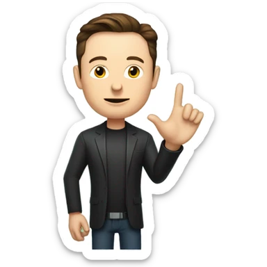 Elon Musk holding the number Zero in his right hand, and a One in his right hand sticker