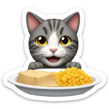 Cat eating food sticker
