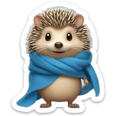 hedgehog with blue scarf say hi sticker