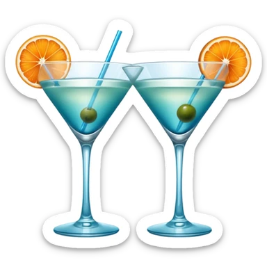 Create an two emoji of martini cocktail, cheers with blue lagoon cocktail sticker