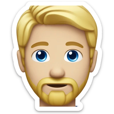 Man with flown blonde hair and blue eyes and beard sticker