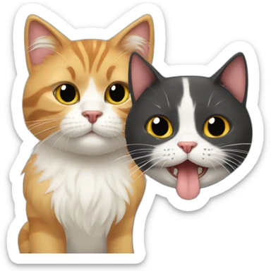 crazy cat with dog ribboon sticker