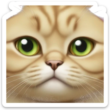 Green eyed golden British shorthair fat cat sticker