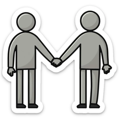 anxious and avoidant attachment styles finding middle ground during conflict, one person taking a pause but holding hands to show connection, the other respecting need for processing time sticker