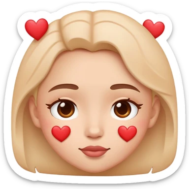 blushing face with hearts around it sticker