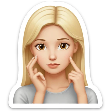 blond woman with a finger touching head to show she is thinking sticker