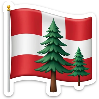 New England flag with a red backgournd white canton and a pine sticker