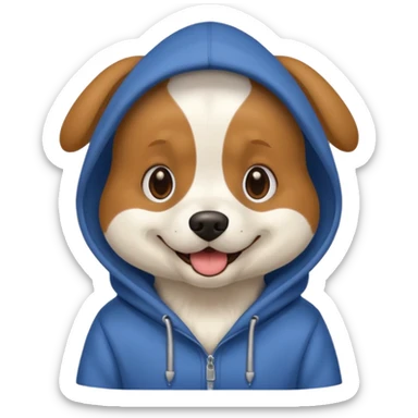 Dog wearing hoodie sticker