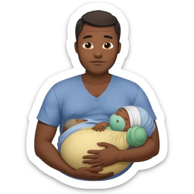 A pregnant burly black man breastfeeding his baby sticker