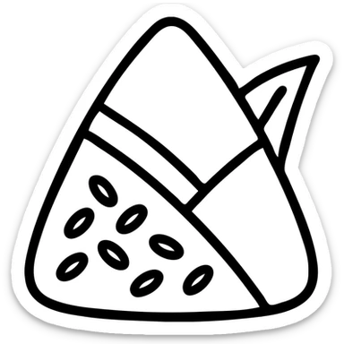 端午节粽子，现代简约风格，绿色叶子，米粒清晰，节日感强, modern minimalist style, green leaves, clear rice grains, strong festive feeling sticker