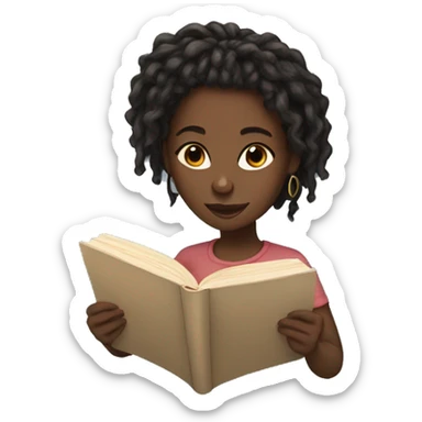 Black girl with locs reading  sticker