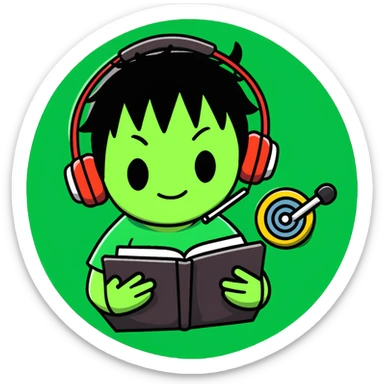 Green Luffy and green Alastor listening to music together sticker