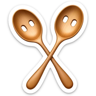 Two wooden spoons clashing together rhythmically, just like in traditional folk dance performances. The motion captures the lively energy of cultural dance and music sticker