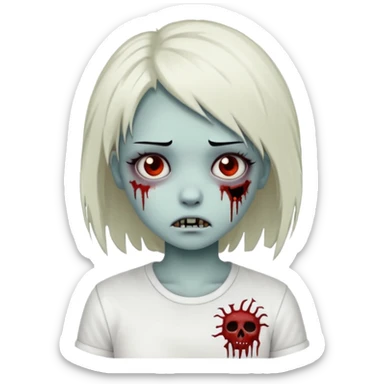 zombie girl with emo hair and white shirt emoji sticker