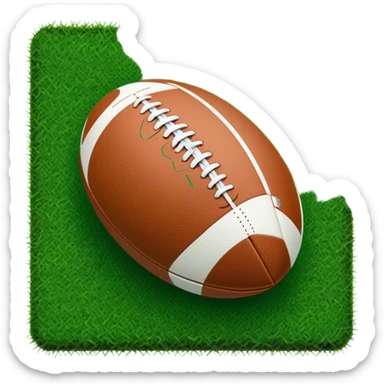 Cinematic Realistic image of a rugby ball resting on verdant turf, rendered with intricate stitching details and subtle weathering, bathed in warm, natural lighting that emphasizes its enduring character sticker