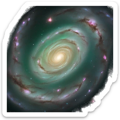 a typical spiral galaxy with emerald stars sticker