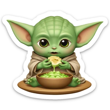 Crea a bby yoda comiendo sticker