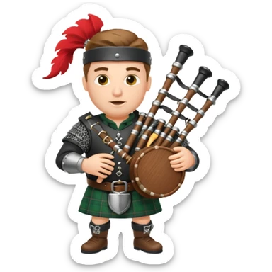 Warrior playing bagpipes chugging whiskey sticker