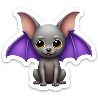 little bat animal wearing a purple bow sticker