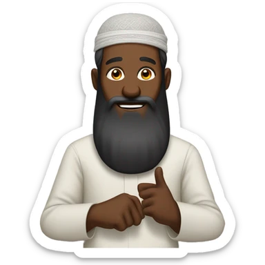 Black muslim man with a long beard holding up five fingers sticker
