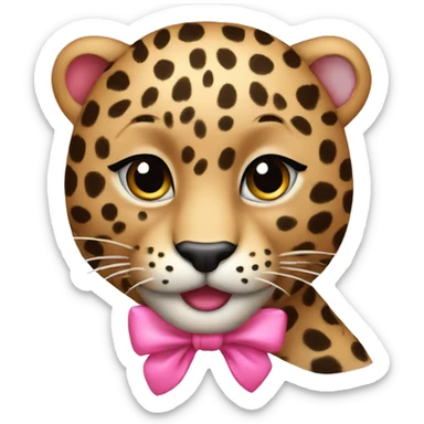 Leopard with pink bow  sticker