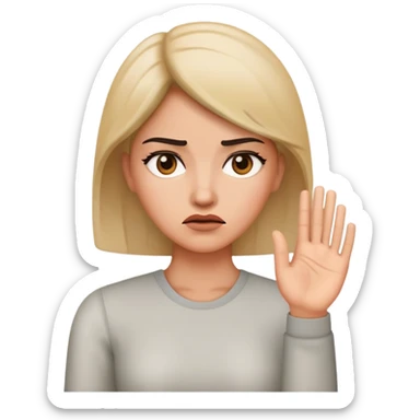 A female Annoyed face with the hand up  sticker