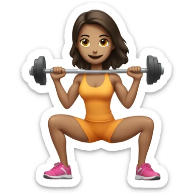 brunette girl lifting weights sticker