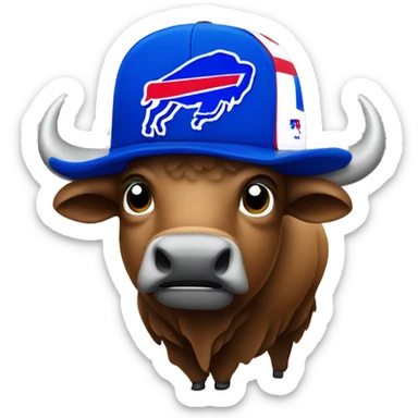 Buffalo wearing buffalo bills hat sticker