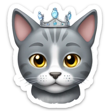 Grey Cat with Diadem  sticker