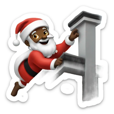 Black Santa sliding down a chimney sticker