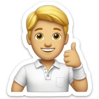 man with white polo making thumbs up sticker
